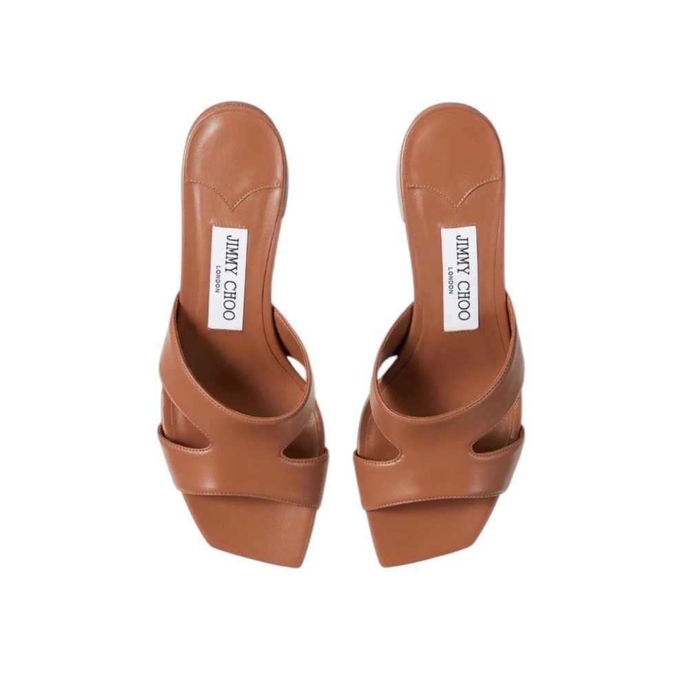Jimmy Choo - Nib Ellison 45mm Leather Mules Sandals Sz 38 1/2